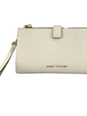 Marc Jacobs Ivory Pebble Leather Wristlet Clutch with Gold Hardware